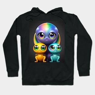 Cute Rainbow Creature Friends Detailed Hoodie